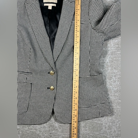Banana Republic Houndstooth Checkered Business Button Front Italian Blazer Sz 12 - Picture 4 of 7